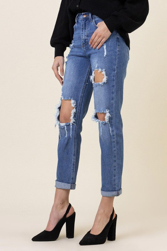 Distressed Boyfriend Jeans - Tigbul's Variety Fashion Shop