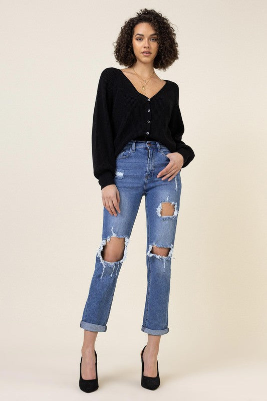 Distressed Boyfriend Jeans - Tigbul's Variety Fashion Shop
