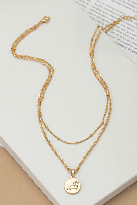 zodiac sign pendant necklace with rhinestones - Tigbul's Variety Fashion Shop
