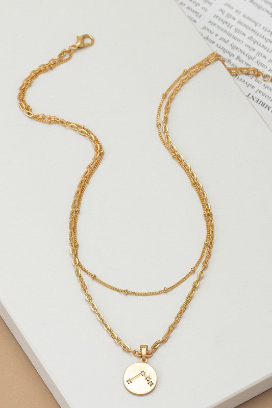 zodiac sign pendant necklace with rhinestones - Tigbul's Variety Fashion Shop