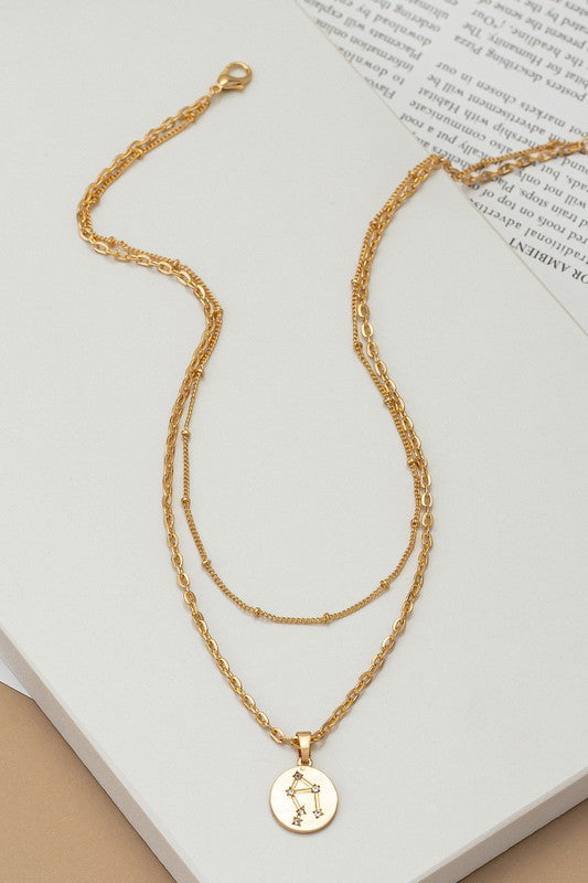 zodiac sign pendant necklace with rhinestones - Tigbul's Variety Fashion Shop