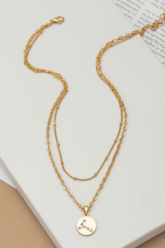 zodiac sign pendant necklace with rhinestones - Tigbul's Variety Fashion Shop