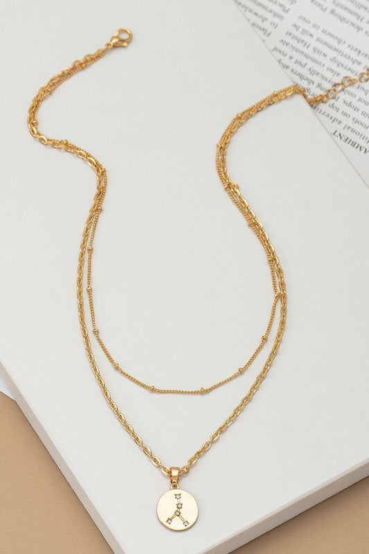 zodiac sign pendant necklace with rhinestones - Tigbul's Variety Fashion Shop