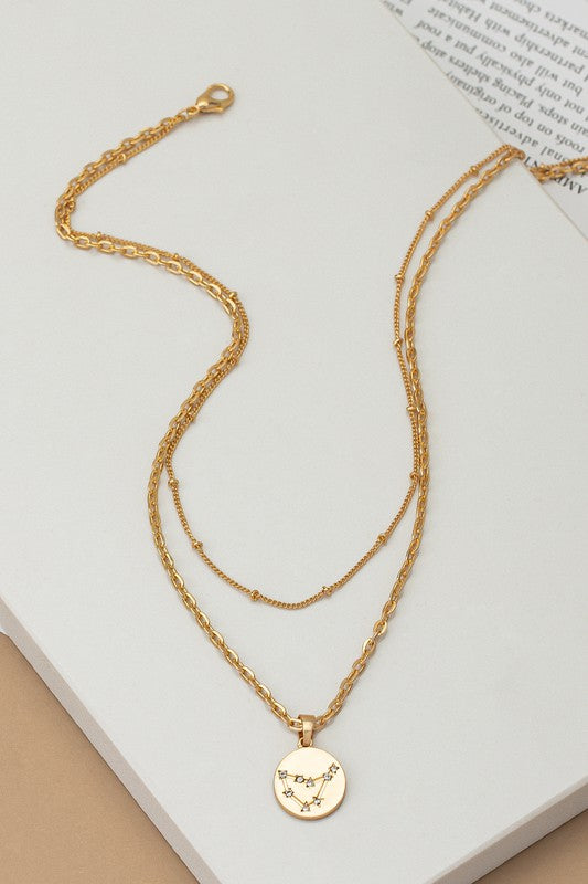 zodiac sign pendant necklace with rhinestones - Tigbul's Variety Fashion Shop