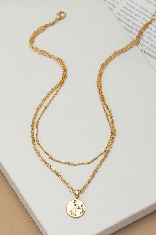 zodiac sign pendant necklace with rhinestones - Tigbul's Variety Fashion Shop