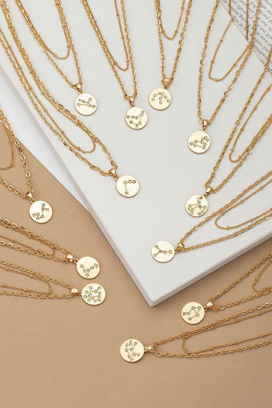 zodiac sign pendant necklace with rhinestones - Tigbul's Variety Fashion Shop