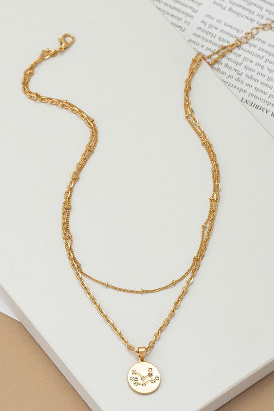 zodiac sign pendant necklace with rhinestones - Tigbul's Variety Fashion Shop