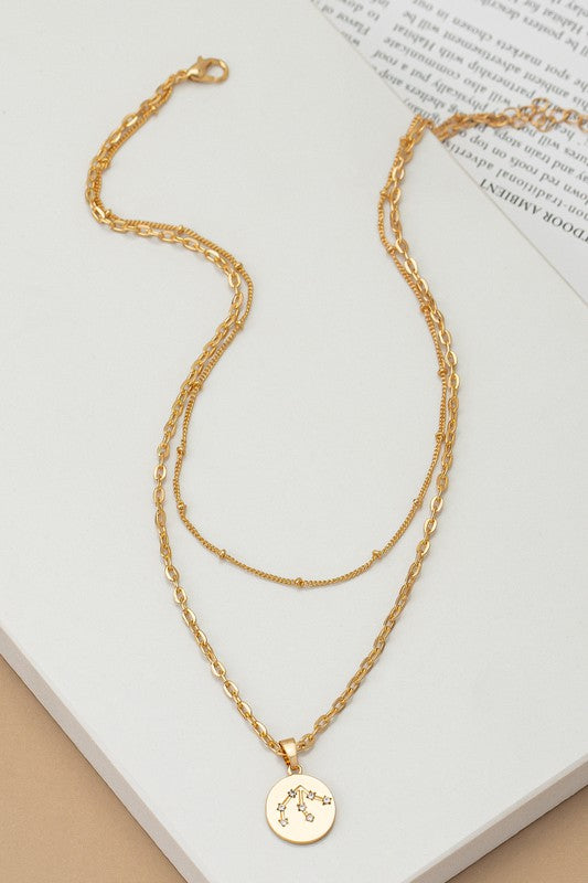 zodiac sign pendant necklace with rhinestones - Tigbul's Variety Fashion Shop
