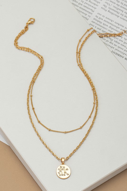 zodiac sign pendant necklace with rhinestones - Tigbul's Variety Fashion Shop