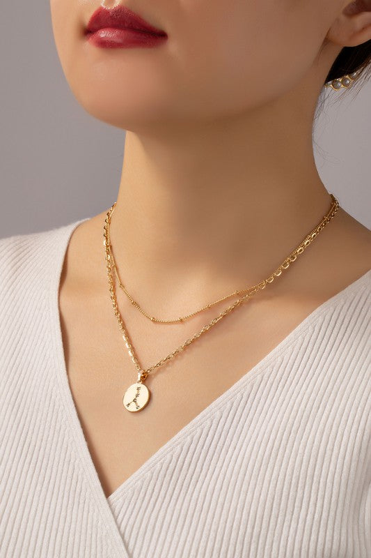 zodiac sign pendant necklace with rhinestones - Tigbul's Variety Fashion Shop