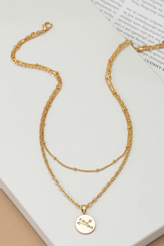 zodiac sign pendant necklace with rhinestones - Tigbul's Variety Fashion Shop