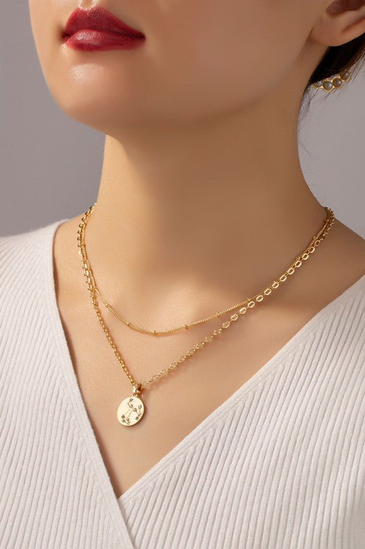 zodiac sign pendant necklace with rhinestones - Tigbul's Variety Fashion Shop