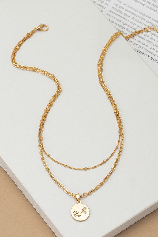 zodiac sign pendant necklace with rhinestones - Tigbul's Variety Fashion Shop