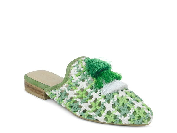 Woven Flat Mules with Tassels - Tigbul's Variety Fashion Shop