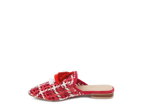 Woven Flat Mules with Tassels - Tigbul's Variety Fashion Shop