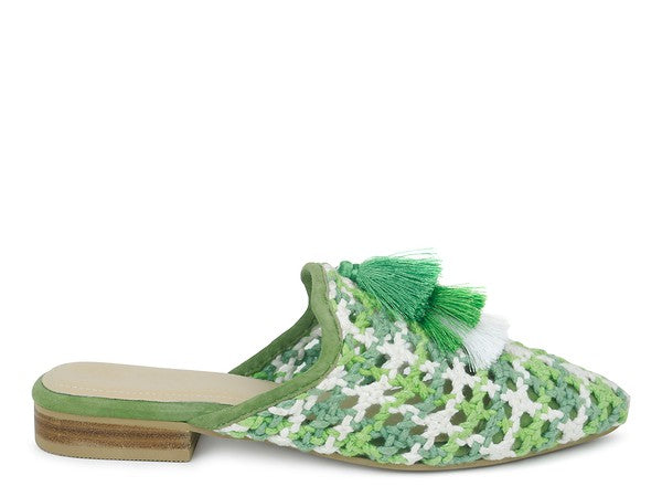 Woven Flat Mules with Tassels - Tigbul's Variety Fashion Shop