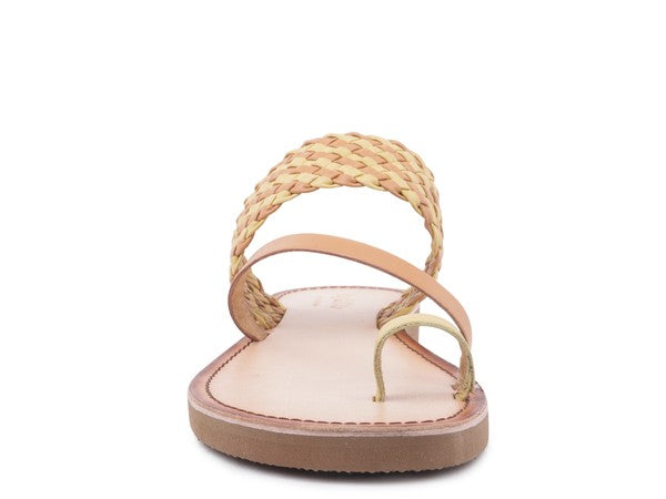 ISIDORA BRAIDED LEATHER FLAT SANDAL - Tigbul's Variety Fashion Shop