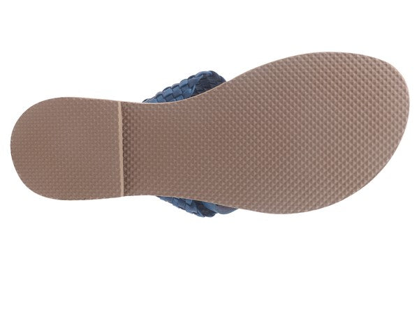 ISIDORA BRAIDED LEATHER FLAT SANDAL - Tigbul's Variety Fashion Shop