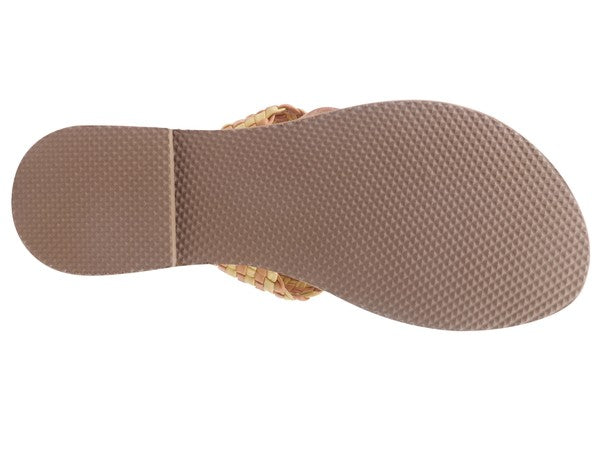 ISIDORA BRAIDED LEATHER FLAT SANDAL - Tigbul's Variety Fashion Shop