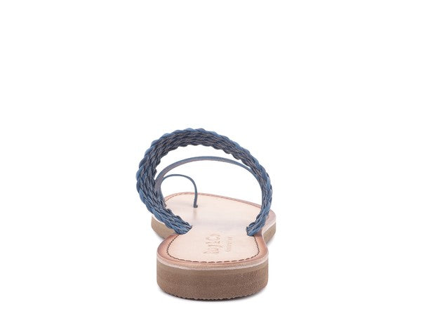 ISIDORA BRAIDED LEATHER FLAT SANDAL - Tigbul's Variety Fashion Shop