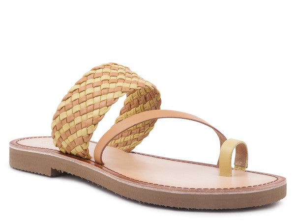ISIDORA BRAIDED LEATHER FLAT SANDAL - Tigbul's Variety Fashion Shop