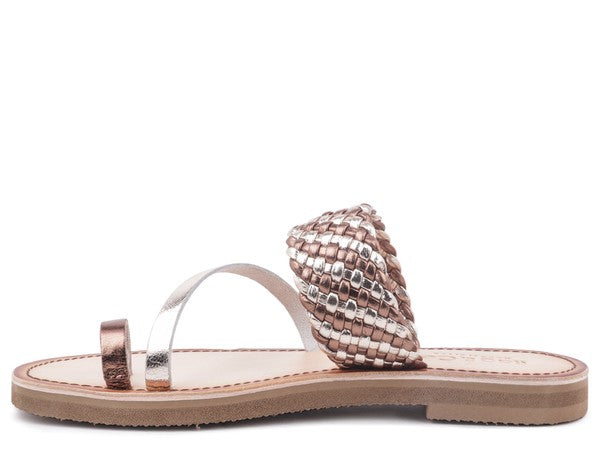 ISIDORA BRAIDED LEATHER FLAT SANDAL - Tigbul's Variety Fashion Shop