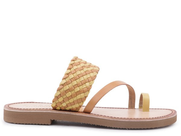 ISIDORA BRAIDED LEATHER FLAT SANDAL - Tigbul's Variety Fashion Shop