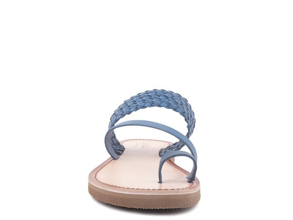 ISIDORA BRAIDED LEATHER FLAT SANDAL - Tigbul's Variety Fashion Shop