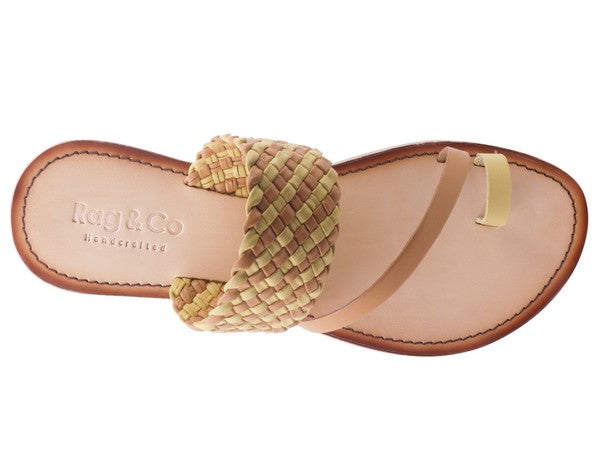 ISIDORA BRAIDED LEATHER FLAT SANDAL - Tigbul's Variety Fashion Shop