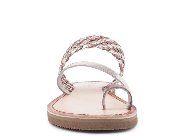 ISIDORA BRAIDED LEATHER FLAT SANDAL - Tigbul's Variety Fashion Shop