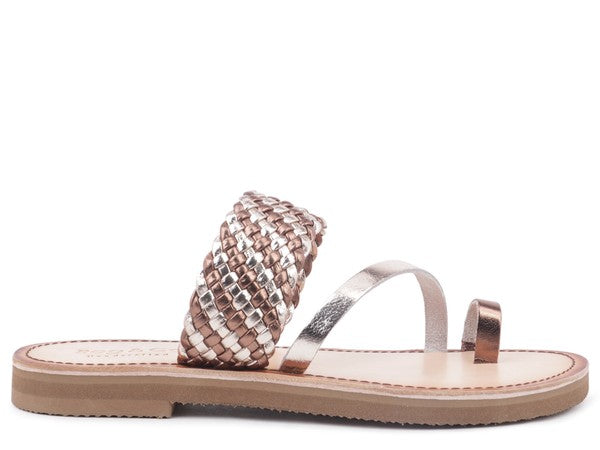 ISIDORA BRAIDED LEATHER FLAT SANDAL - Tigbul's Variety Fashion Shop