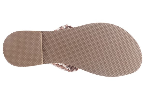 ISIDORA BRAIDED LEATHER FLAT SANDAL - Tigbul's Variety Fashion Shop