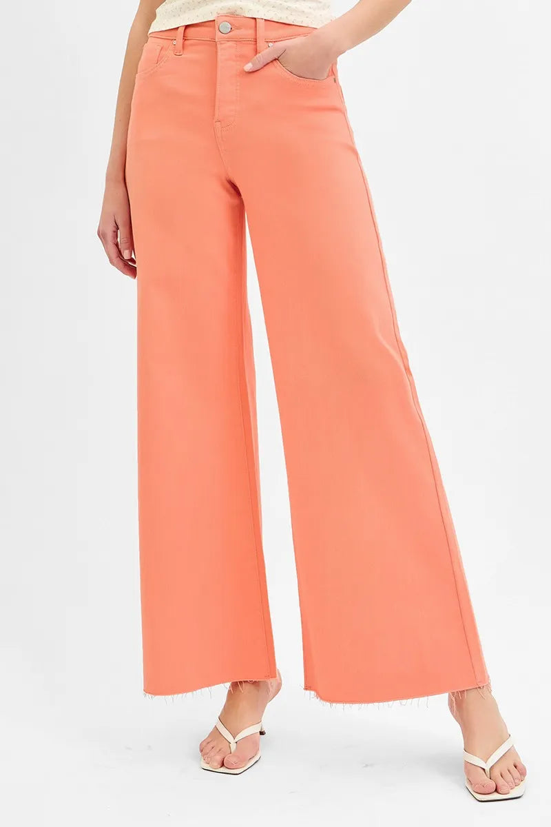 RISEN Full Size Tummy Control High Rise Wide Leg Palazzo Jeans Plus Size - Tigbul's Variety Fashion Shop