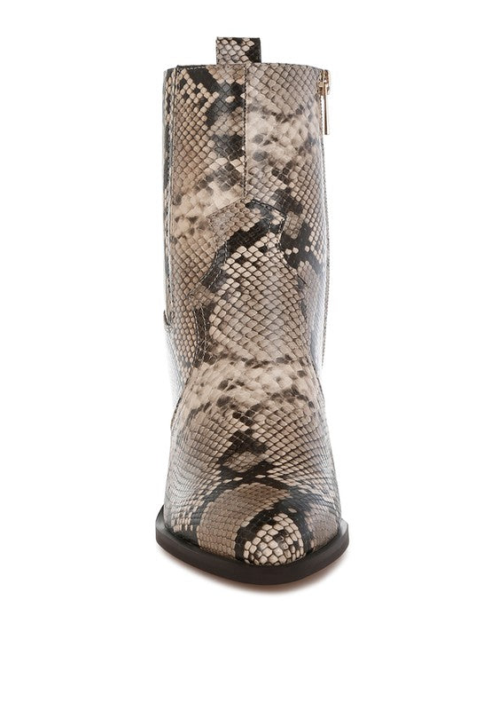 Cornus Snake Print Ankle Boots - Tigbul's Variety Fashion Shop