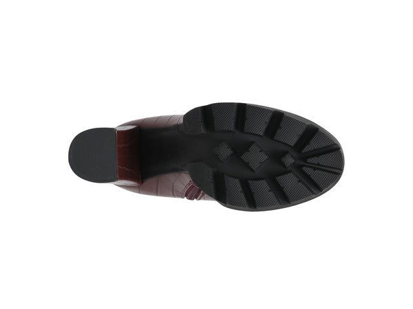 LONDON RAG BEATRIZ CROC PRINT BLOCK HEEL BOOTS - Tigbul's Variety Fashion Shop