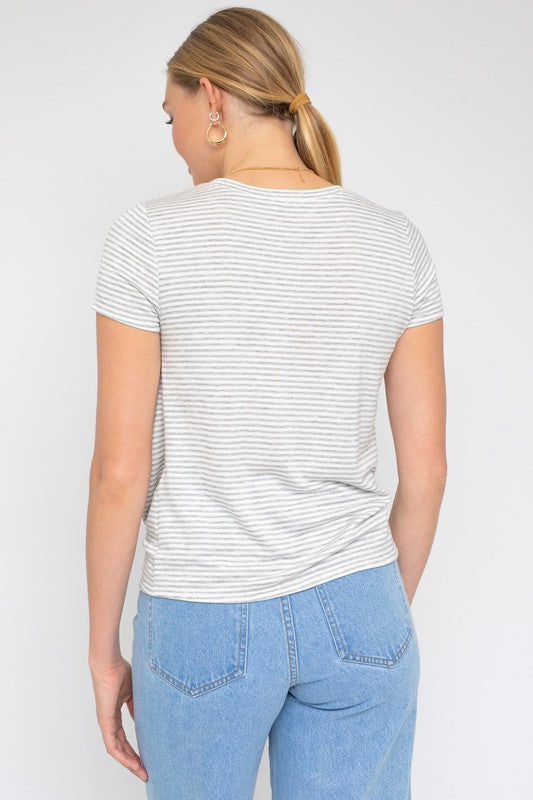 Short Sleeve V-Neck Twist Front Top - Tigbul's Variety Fashion Shop