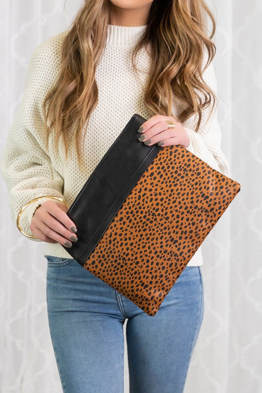 Leopard Gold Ring Vegan Leather Clutch - Tigbul's Variety Fashion Shop