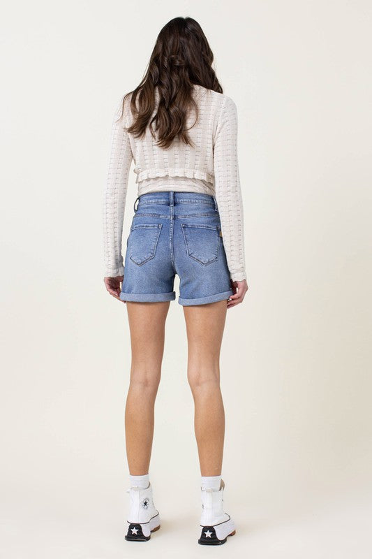 Denim Shorts with Pin Tuck Detail - Tigbul's Variety Fashion Shop