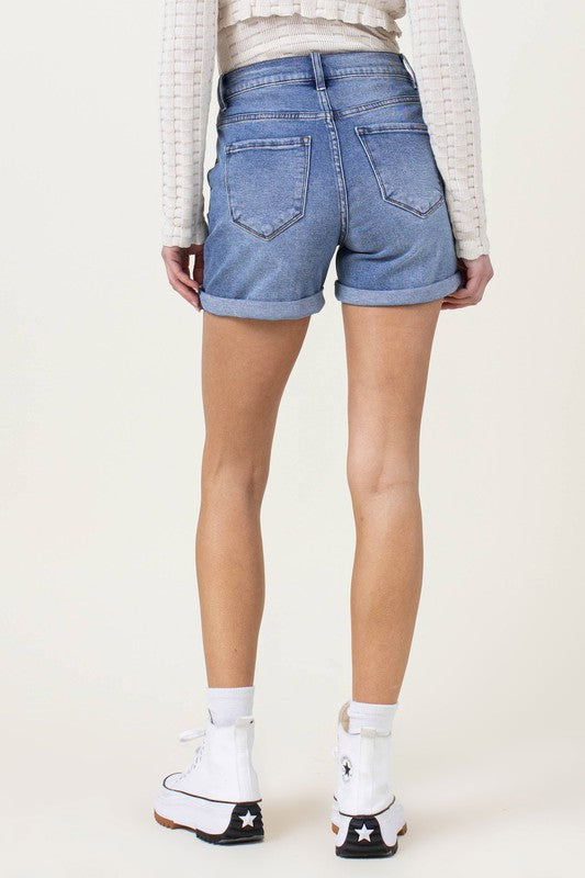 Denim Shorts with Pin Tuck Detail - Tigbul's Variety Fashion Shop