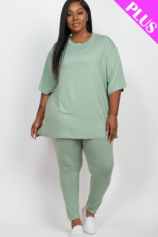 Plus Size Oversize Shirt & Leggings Set - Tigbul's Variety Fashion Shop