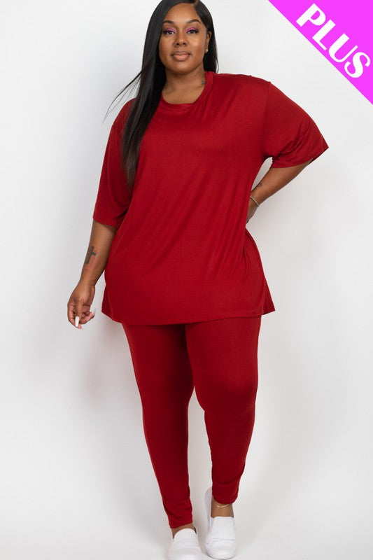 Plus Size Oversize Shirt & Leggings Set - Tigbul's Variety Fashion Shop