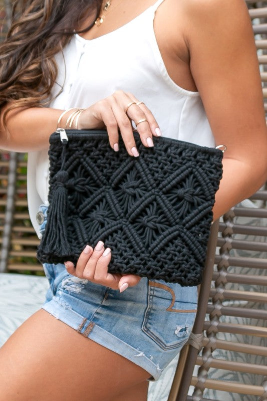 Macrame Tassel Clutch - Tigbul's Variety Fashion Shop
