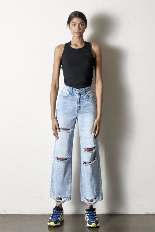 Destroyed Straight Jeans - Tigbul's Variety Fashion Shop