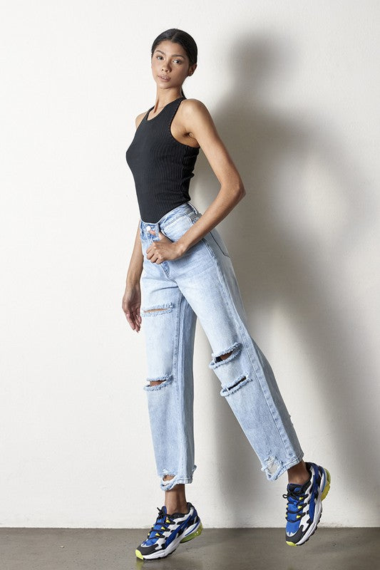 Destroyed Straight Jeans - Tigbul's Variety Fashion Shop