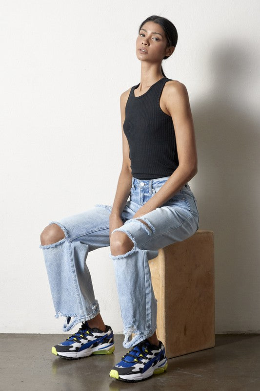 Destroyed Straight Jeans - Tigbul's Variety Fashion Shop