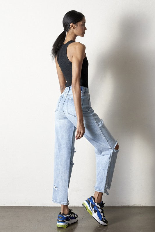 Destroyed Straight Jeans - Tigbul's Variety Fashion Shop