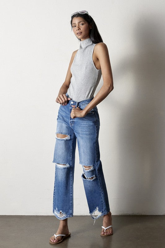 Destroyed Straight Jeans - Tigbul's Variety Fashion Shop