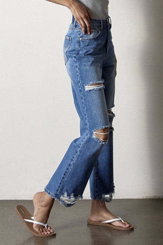 Destroyed Straight Jeans - Tigbul's Variety Fashion Shop