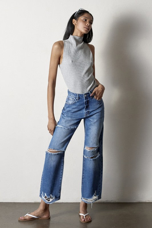 Destroyed Straight Jeans - Tigbul's Variety Fashion Shop
