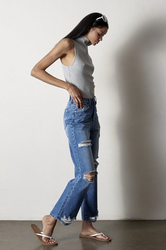 Destroyed Straight Jeans - Tigbul's Variety Fashion Shop